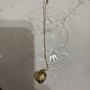 Gold plated sterling silver heart eye necklace
